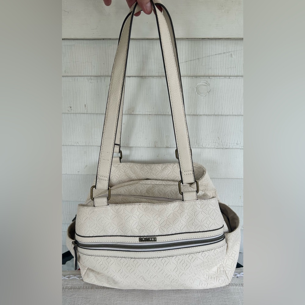 ROSETTI CREAM POLYESTER VINYL SHOULDER BAG. 3 compartments. EUC